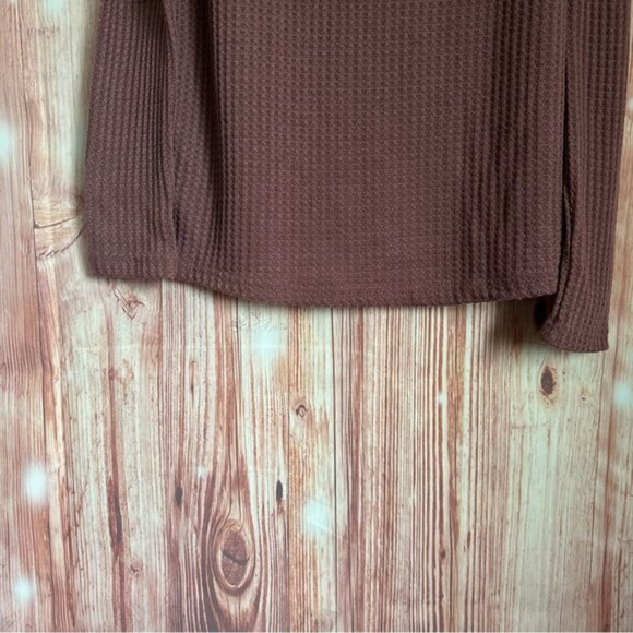 SHEIN Dusty Rose Pink Waffle Knit Asymmetrical Neck Side Slit Top - Picture 6 of 11